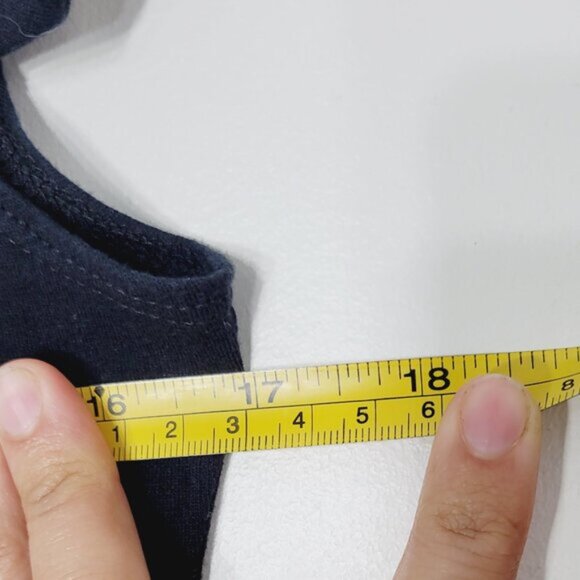 Eve Lavoie Women's Black Gray Cotton Blend Cap Sleeve Tie Back V-Neck Dress Sz M - Picture 9 of 10